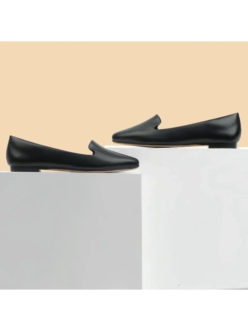 Women's Black Comfortable Pointed Toe Memory Foam Casual Work Slip On Flat Shoes
